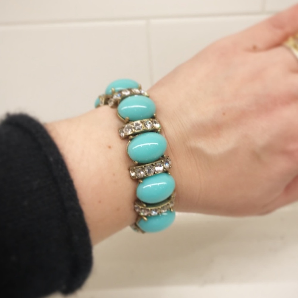 J. Crew Turquoise Crystal Stretch Bracelet